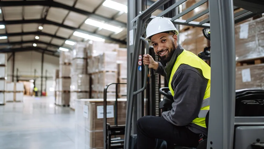 Warehouse operator on a forklift